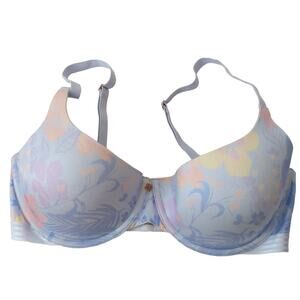 Savage x Fenty Womens Bra 34D Underwire Padded Blue Floral Romantic Excellent
